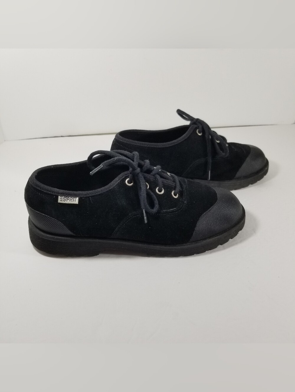 Esprit Greenwich Shoes Women's Size 8 Black Suede Leather Lace Up